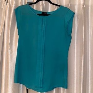 Teal colored short sleeved blouse from The Limited